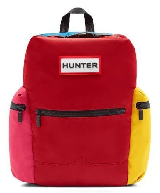 Military Red Color Block Top Clip Nylon Backpack