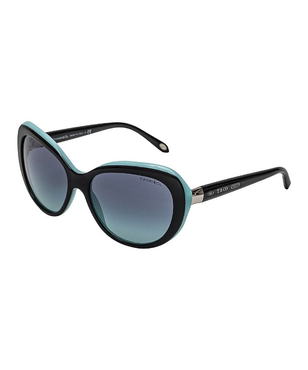 Black & Blue Gradient Oval Sunglasses