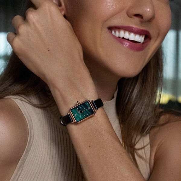 Women's Gemstone Inspiration Genuine Leather Strap Watch
