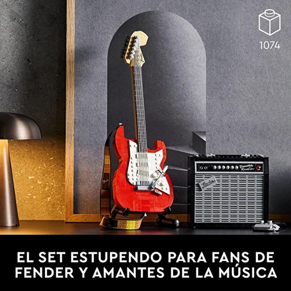 21329 Ideas Fender Stratocaster DIY Guitar Model Building Set with 65 Princeton Reverb Amplifier and Authentic Accessories