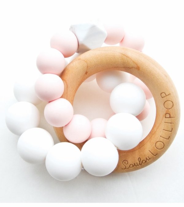 Trinity Wood + Silicone Teether - Pink