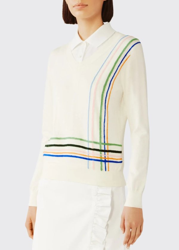 Cotton/Cashmere Multi Stripe Sweater