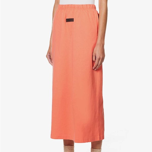 brand-tab cotton midi skirt