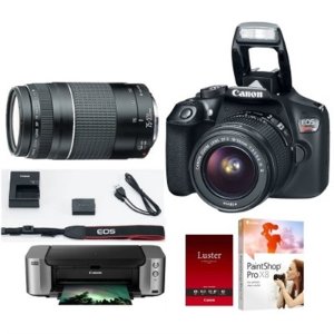 Canon T6 DSLR + 18-55 & 75-300mm Lens + PIXMA Printer