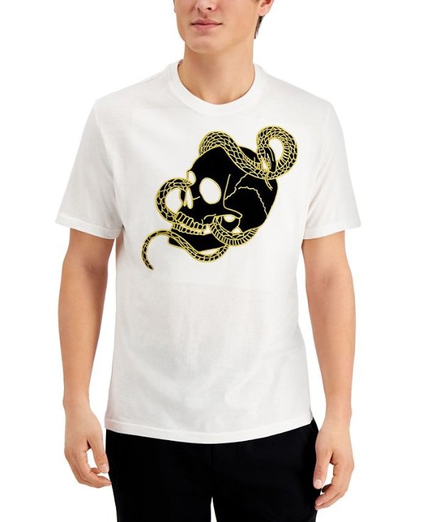 INC Men's Snake Skull T-Shirt, Created for Macy's