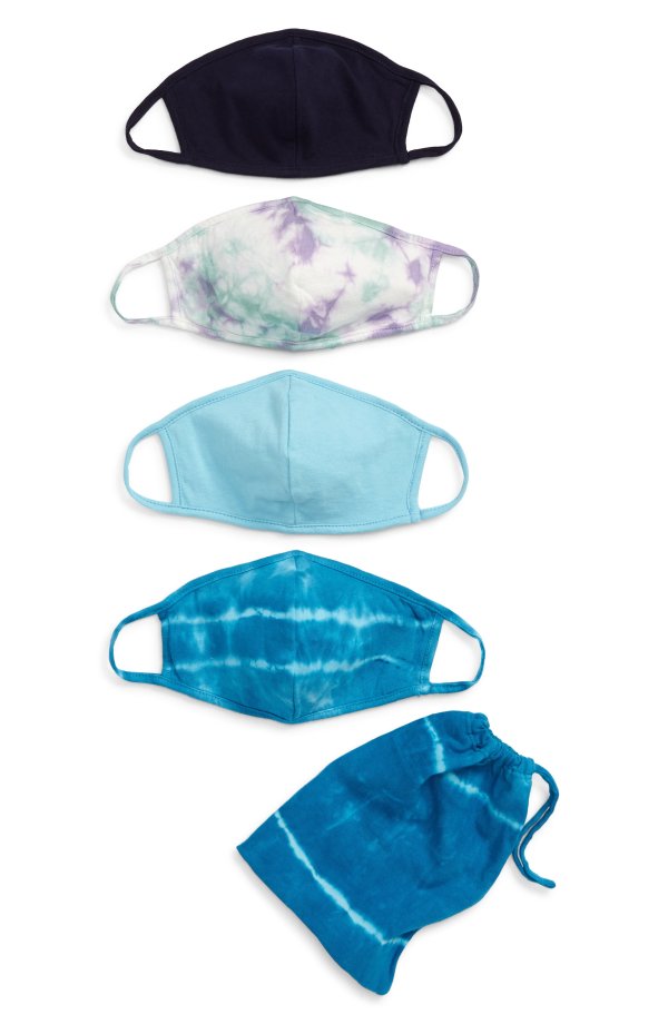 Kids Knit Tie Dye Print Masks - Pack of 4(Kids)