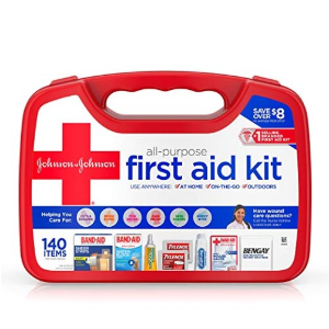 Johnson & Johnson All-Purpose Portable Emergency First Aid Kit for Home & Travel, 140 pc