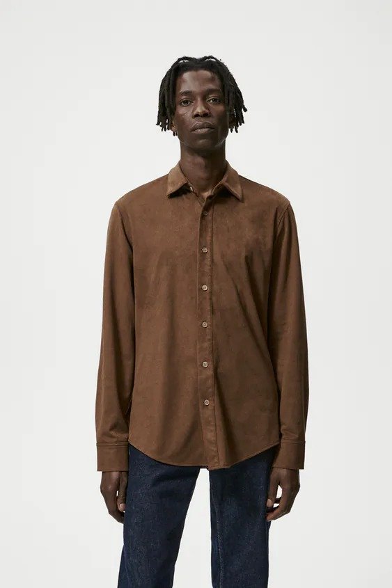 FAUX SUEDE OVERSHIRT