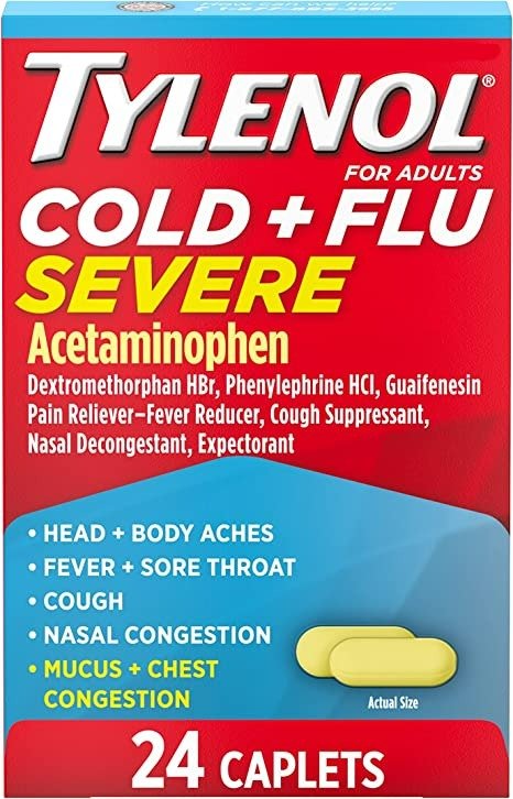 Cold + Flu Severe Medicine Caplets for Fever, Pain, Cough & Congestion, 24 ct.