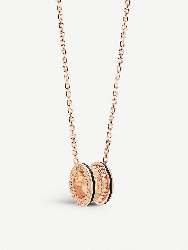 B.zero1 18ct rose-gold and ceramic pendant necklace