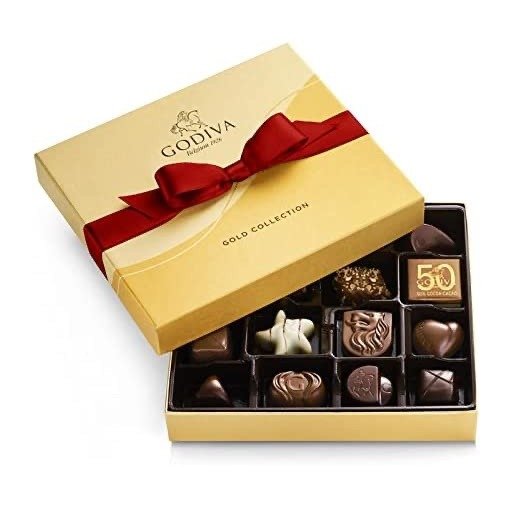 Chocolatier Chocolate Holiday Gift Box with Red Ribbon