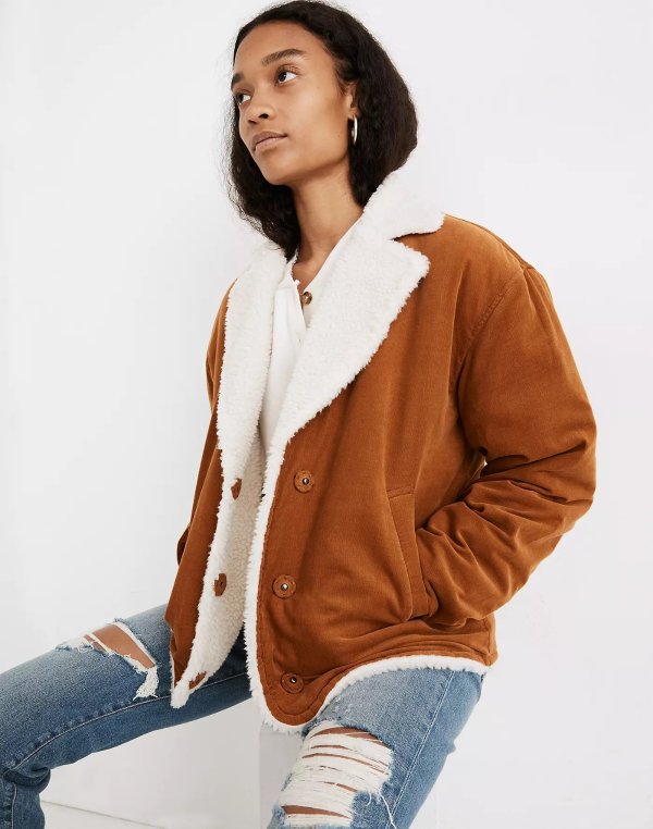 (Re)sourced Sherpa-Lined Corduroy Jacket