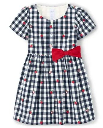 Girls Short Sleeve Gingham Apple Print Poplin Dress - Head of the Class | Gymboree - SNOW