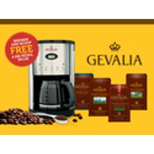 Gevalia: Coffeemaker, 4 boxes of coffee, and scoop