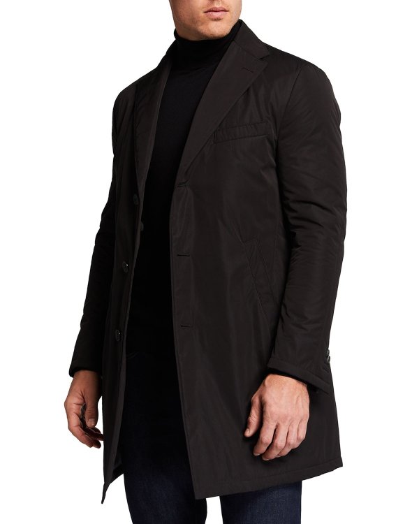 Men's Technical Trench Coat w/ Quilted Hood