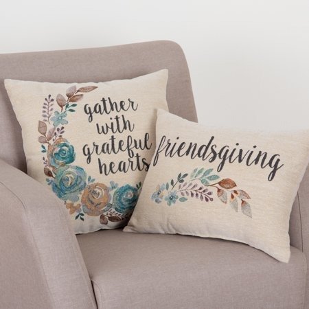 Mainstays Friendsgiving Decorative Throw Pillows, 2 Pack, Harvest