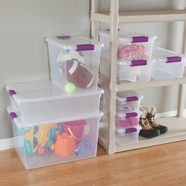 66qt ClearView Latch Box Clear with Purple Latches