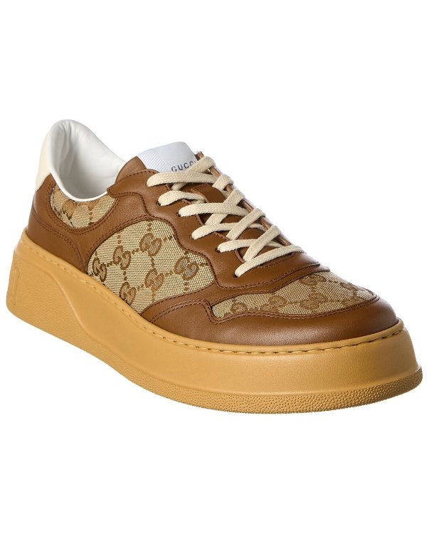 GG Canvas & Leather Sneaker / Gilt