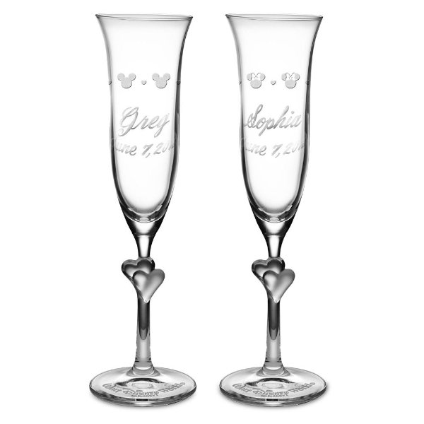 Mickey and Minnie Mouse Glass Flutes by Arribas – Personalized | shopDisney