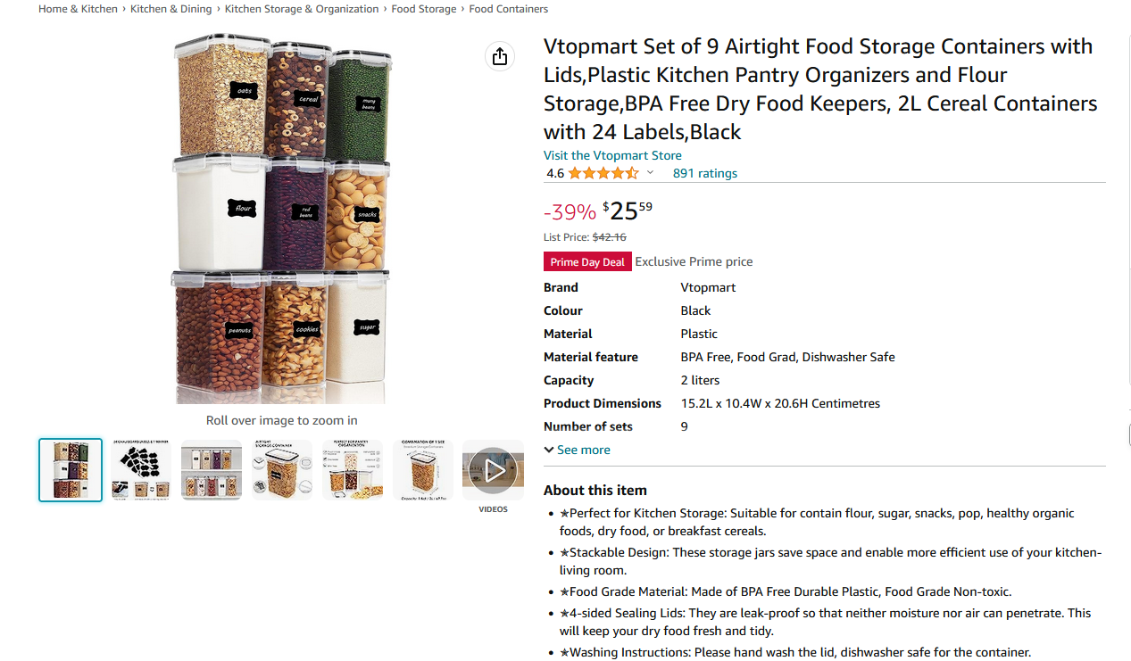 Vtopmart 密封食物保鲜盒2L装9枚入