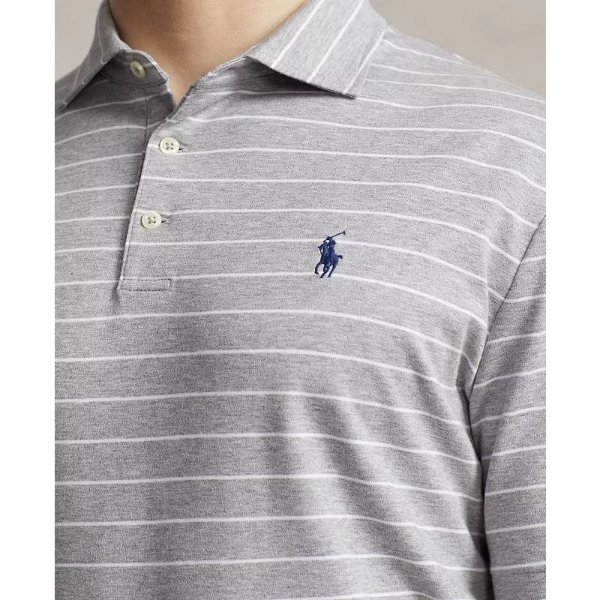 Men's Classic-Fit Striped Soft Cotton Polo Shirt