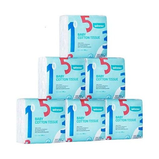 Winner Baby Dry Wipe, 100% Cotton, 600 Count Unscented Cotton Tissues for Baby’s Sensitive Skin