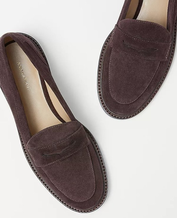 Suede Sherpa Penny Loafers | Ann Taylor