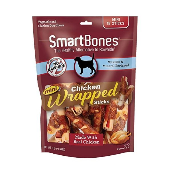 Mini Chicken-Wrapped Sticks for Dogs, Rawhide-Free, 15 Count