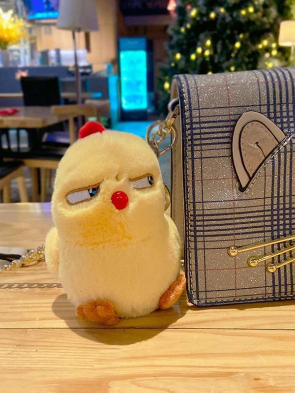 Cartoon Furry Chick Shaped Bag Charm Bag Accessories Gift Gift Accessories Decor For Teen Girls Women College Students Rookies & White-Collar Workers Key Chain Charms Chicken