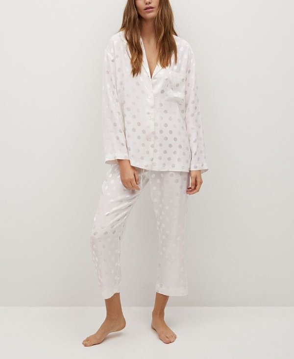 Women's Polka-Dot Satin Pajama Shirt
