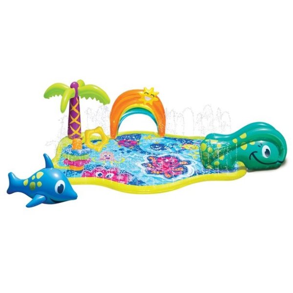 Jr. Splish Splash Water Park 3-In-1 Splash Pad, Slide & Sprinkler and Play Center for Kids - Outdoor Summer Water Play for Babies & Toddlers Ages 18 months+