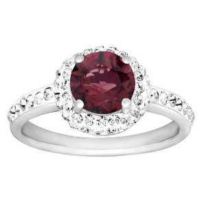 January Birthstone Ring with Garnet Swarovski Crystal