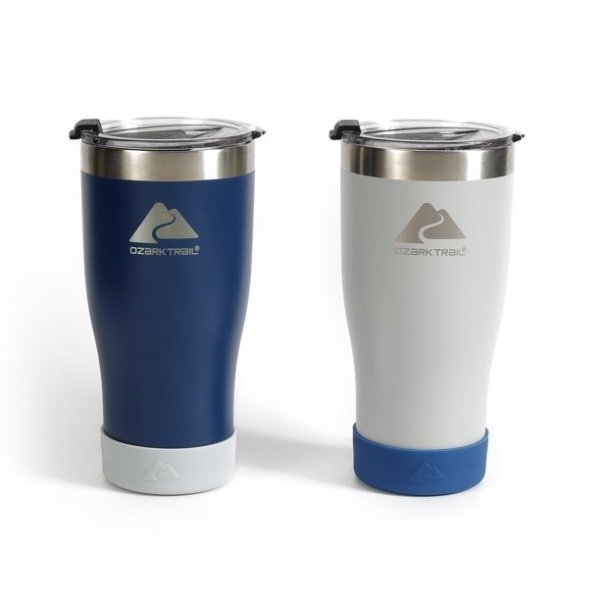 2 Pack Stainless Steel Vacuum Tumblers, 20oz, Navy and Silver