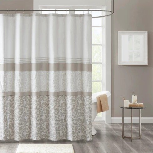 Casey Embroidered Shower Curtain Neutral