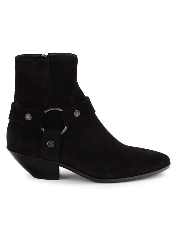 Riding Heel Suede Ankle Boots