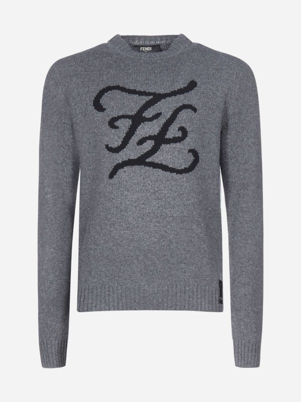Karligraphy logo cashmere sweater