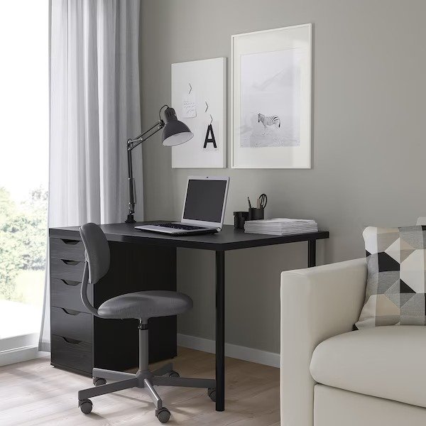 MALVAKT / ALEX Desk, black/black-brown, 471/4x311/2" - IKEA