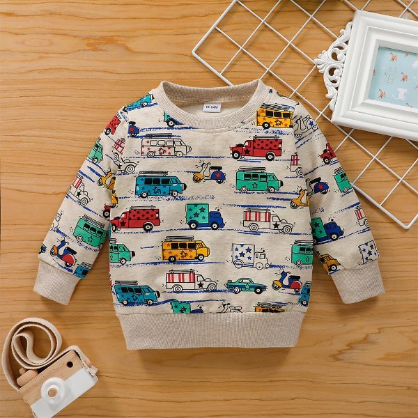 Baby / Toddler Car Pattern Long-sleeve Pullover