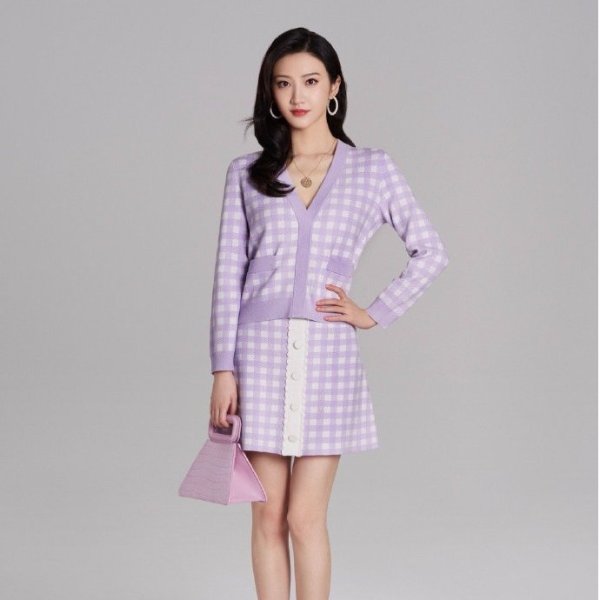 221JIMMY Straight skirt in checked jacquard