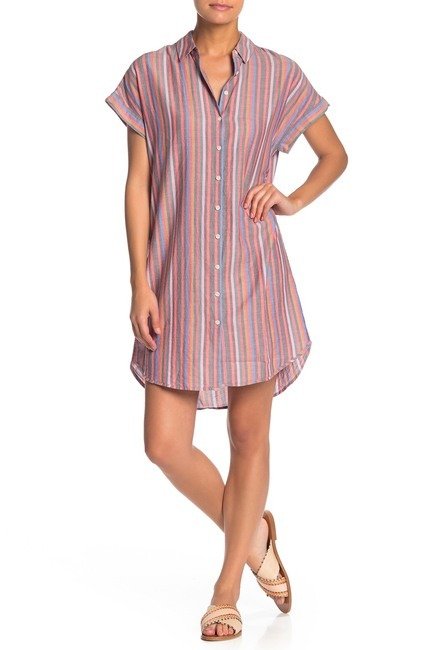 Striped Short Sleeve Shirt Dress