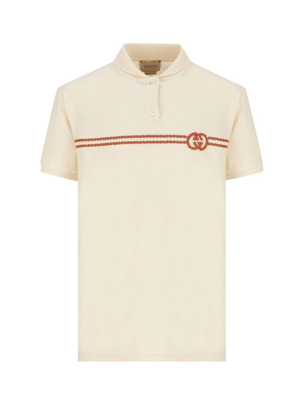 GG Logo Embroidered Short-Sleeved Polo Shirt