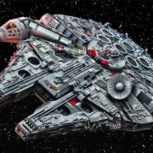 LEGO galaxy in the ultimate Millennium Falcon