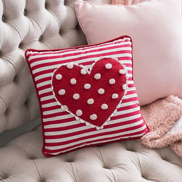Heart Striped Valentine Pillow