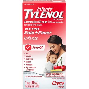 Tylenol Infants Acetaminophen Medicine, Pain & Fever Relief, Dye-Free Cherry, 1 fl. oz