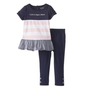Calvin Klein Baby-Girls Infant Stripes Tunic with Navy Leggings