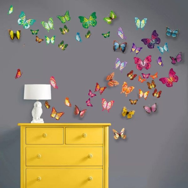 HiddeBeaird Butterfly 3D Colourful Butterfly Wall Decal