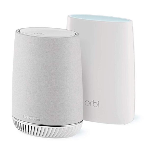 Orbi Voice Whole Home Mesh WiFi System - fastest WiFi router and satellite extender with Amazon Alexa and Harman Kardon speaker built in, AC3000 (RBK50V)