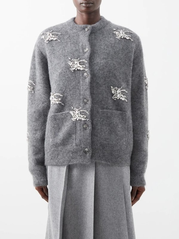 Crystal horse-embellished wool-blend cardigan | Burberry