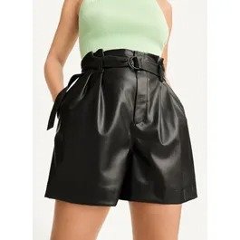 Buy Faux Leather Paperbag Shorts Online - DKNY