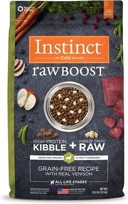by Nature's Variety Raw Boost Grain-Free Recipe with Real Venison Dry Dog Food, 20-lb bag - Chewy.com